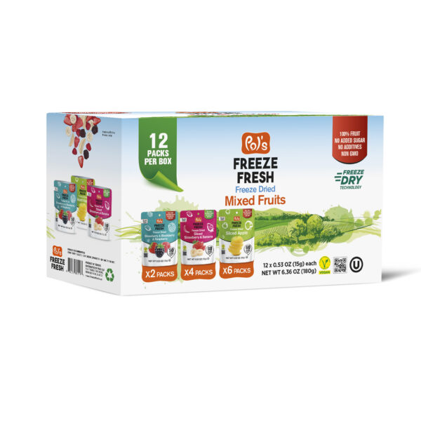 6 Pack Freeze Dried Apple - 4 Pack Sliced Strawberry & Banana - 2 Pack Strawberry & Blackberry & Raspberry - 0.53 Oz Each - Image 2