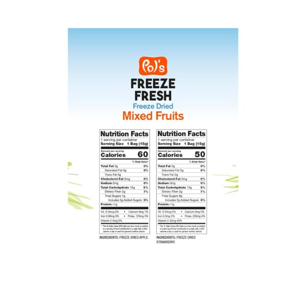 6 Pack Freeze Dried Whole Strawberry - 6 Pack Sliced Apple - 0.53 Oz Each - Image 3