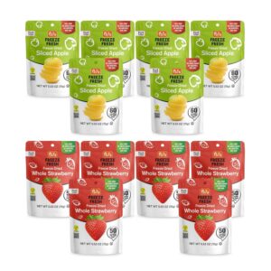 6 Pack Freeze Dried Whole Strawberry - 6 Pack Sliced Apple - 0.53 Oz Each