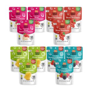 3 Pack Sliced Apple - 3 Pack Sliced Strawberry - 3 Pack Sliced Strawberry & Banana - 3 Pack Strawberry & Blackberry & Raspberry - 0.53 Oz Each