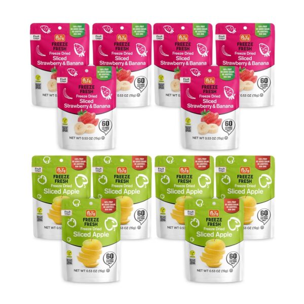 6 Pack Sliced Apple - 6 Pack Sliced Strawberry & Banana - 0.53 Oz Each