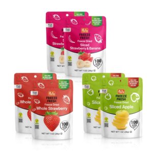 2 Pack Whole Strawberry - 2 Pack Sliced Apple - 2 Pack Sliced Strawberry & Banana Mix - 1 Oz Each