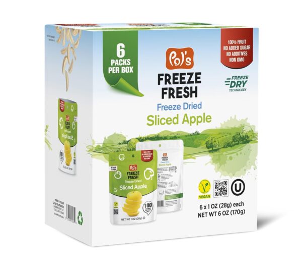6 Pack Sliced Freeze Dried Apples - 1 Oz Each - Image 2